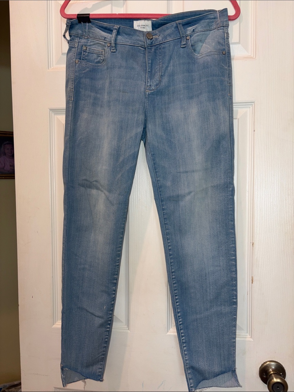 Celebrity Pink Light Blue Stretch Jeans, Mid-Rise, Distressed  Ankle, 11/30